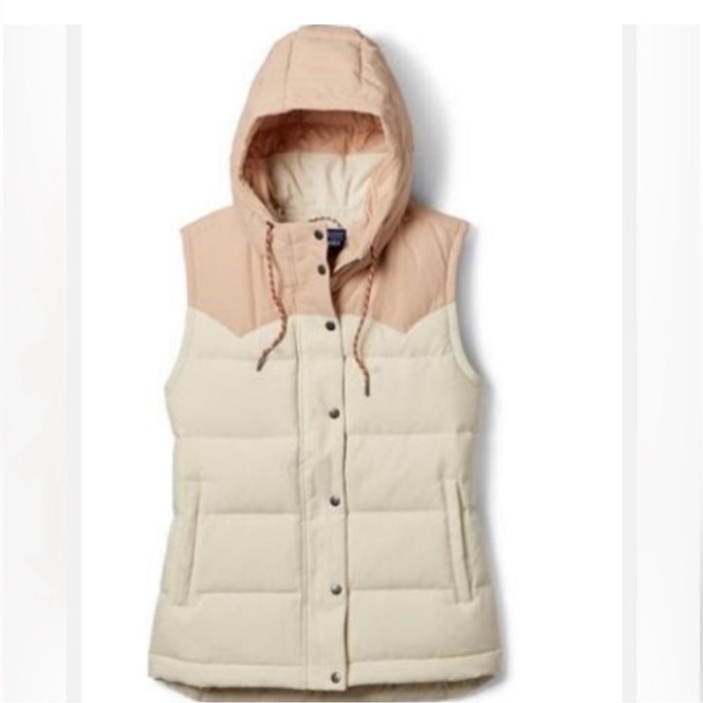 Patagonia Cream and Tan Hooded Vest
